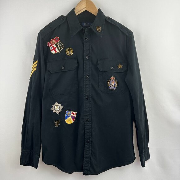 Polo Ralph Lauren Military Black Shirt – Preppy crest Men's Large L - Picture 2 of 15